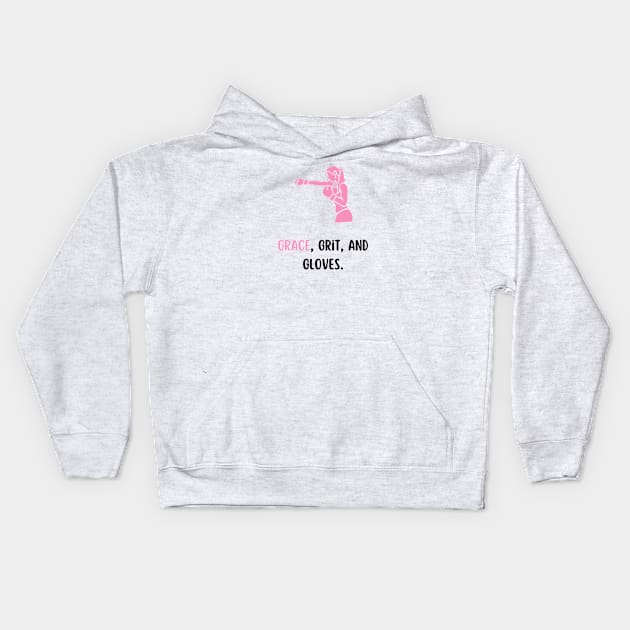 grace,grit and gloves Kids Hoodie by CoffeeBeforeBoxing